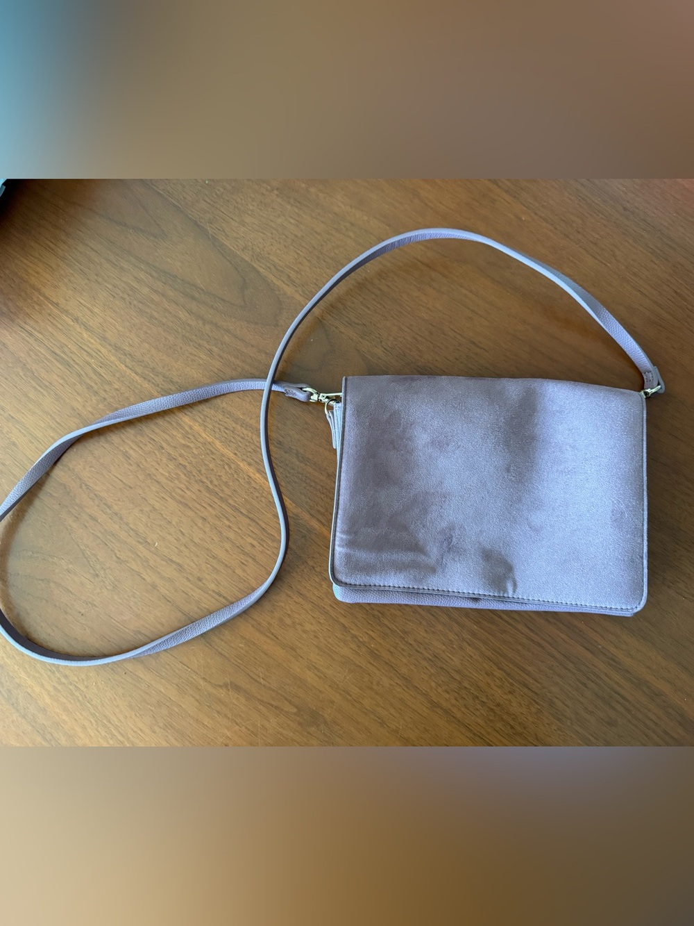 H&M Mauve Crossbody Suede Shoulder Bag